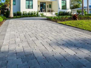 two cobble pattern driveway by accurate pavers