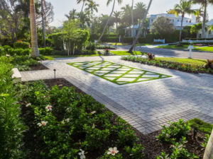 two piece cobble paved driveway with thick interlocking concrete pavers