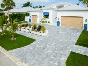 concrete paver driveway in running bond pattern by naples accurate pavers contractor