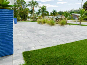 concrete paver driveway in running bond pattern by naples accurate pavers contractor