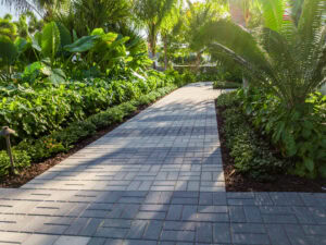 walkway with thick interlocking concrete pavers
