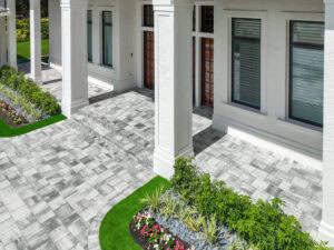 paved walkway into the house