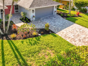 arial photograph of a driveway project by accurate pavers