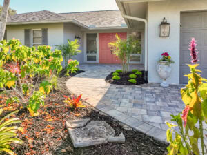 paved walkway with thick interlocking concrete pavers