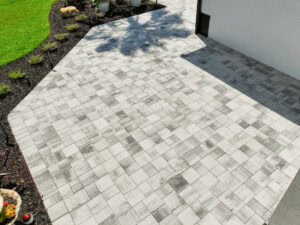 concrete pavers walkway by accurate pavers in four piece french pattern