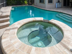 four piece french pattern pool deck by accurate pavers