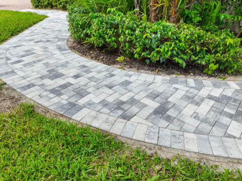 herringbone pattern walkway