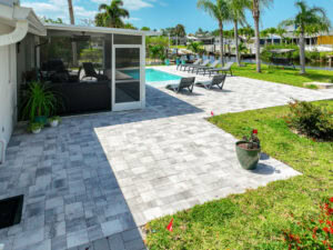 paved walkway and pool deck