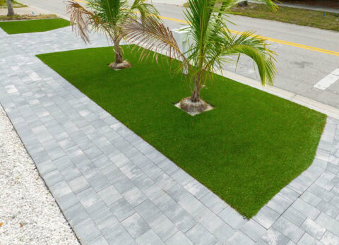 running bond paved walkway