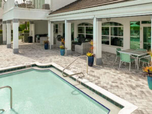 paved pool deck by accurate pavers