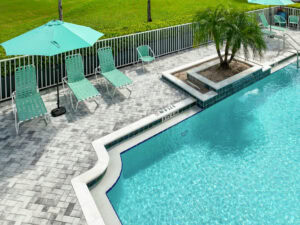 thick interlocking concrete pavers pool deck