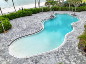 paved pool deck by accurate pavers