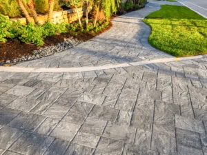 concrete pavers driveway three piece random pattern
