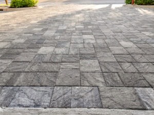 concrete pavers driveway three piece random pattern
