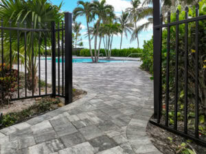 paved walkway to the pool area