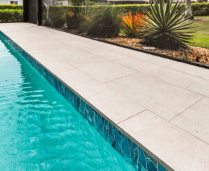 pool deck staggered running porcelain tile pattern