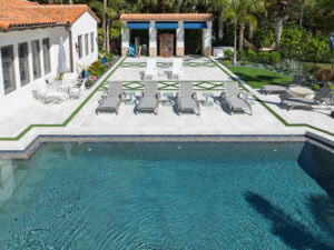 marble and porcelain pool deck area