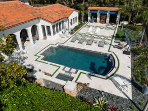 aerial photo of a pool deck in naples