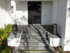 travertine strairs leading to the house