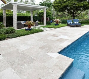 travertine deck in detail