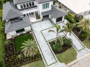 paved driveway with turf in