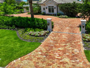 paved driveway with reclaimed pavers