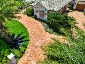 paved driveway with reclaimed pavers
