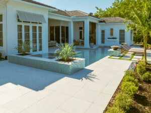 paved porcelain tile pool deck
