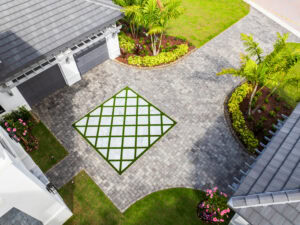 driveway with insert and turf in