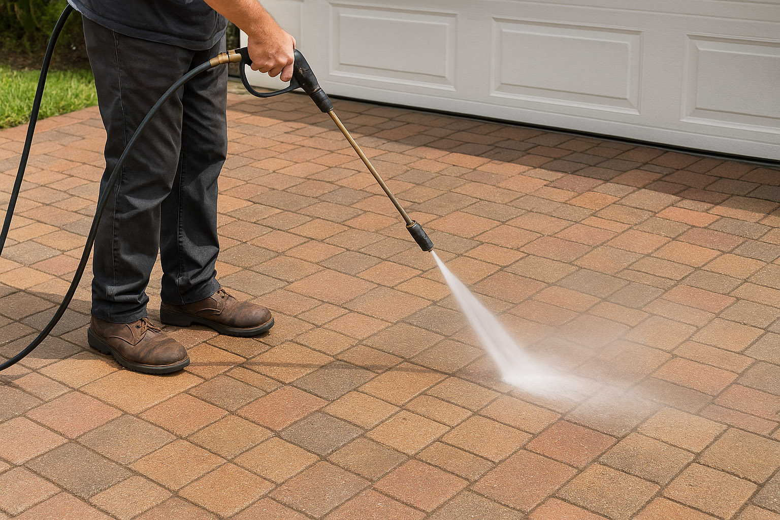 paved driveway pressure wash