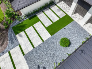 birds eye view paved walkway