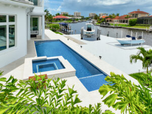 outdoor paved pool deck area by accurate pavers