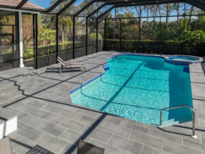 paved pool deck by accurate pavers