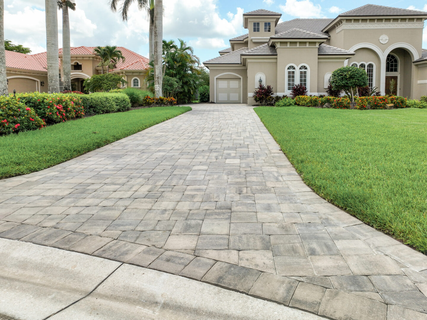 Paved driveway leading to house