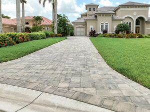 Paved driveway leading to house
