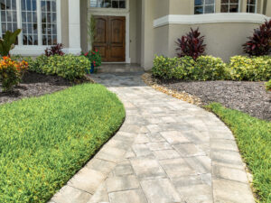 pressure washed and sealed paved walkway