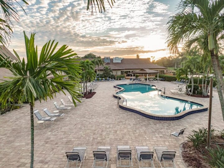 community pool paved deck