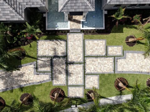 arial view of naples driveway paved by accurate pavers