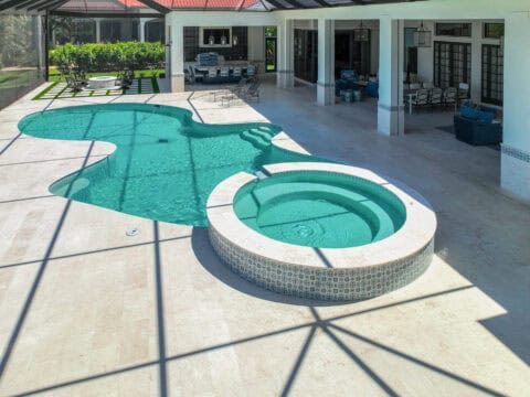 pool paved deck