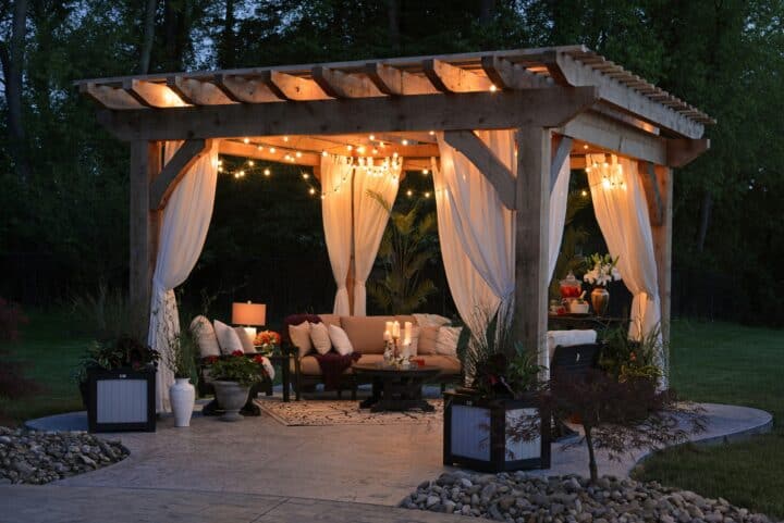 pergola at nighttime